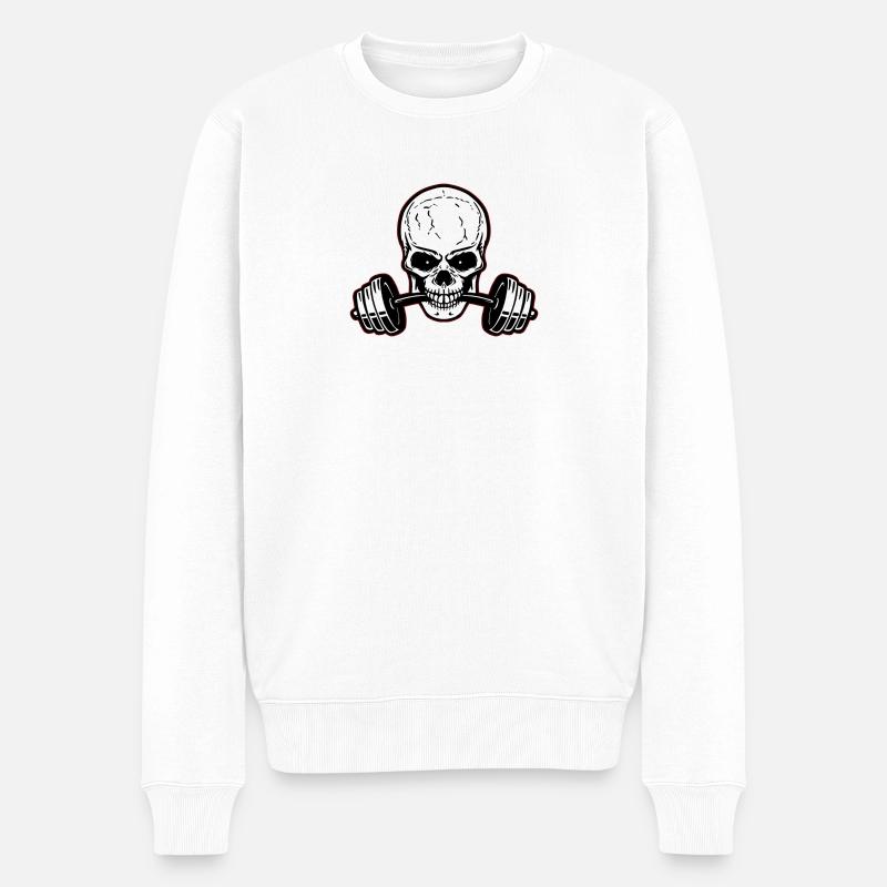 Calavera Fitness Motivation - Männer Premium Bio Pullover - Weiß