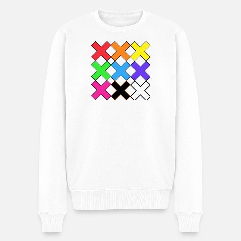 Bunte X Muster auf Schwarz Farben X - Männer Premium Bio Pullover - Weiß