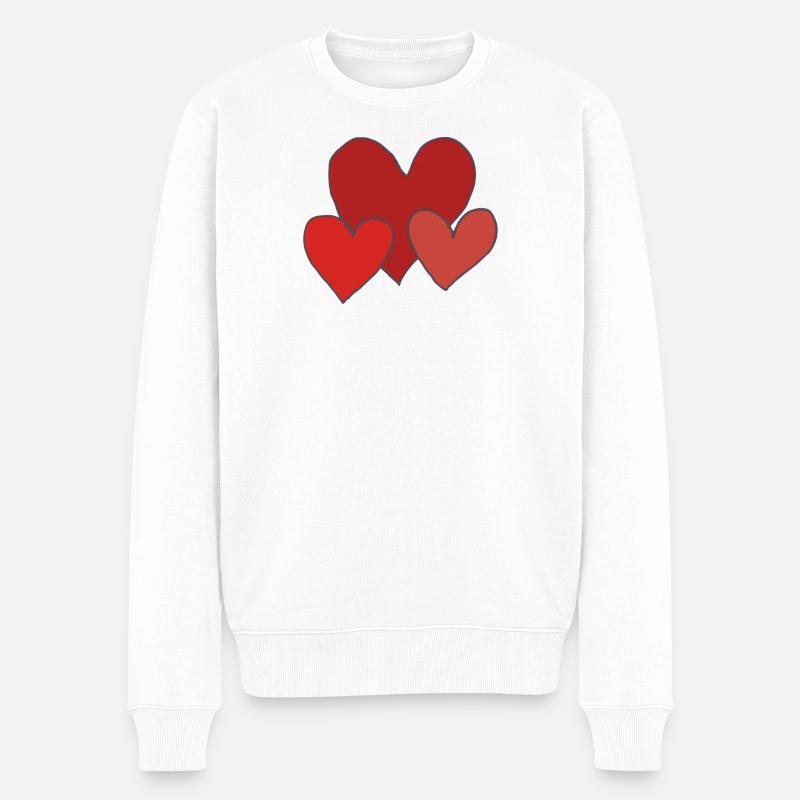 drei herzen - Männer Premium Bio Pullover - Weiß