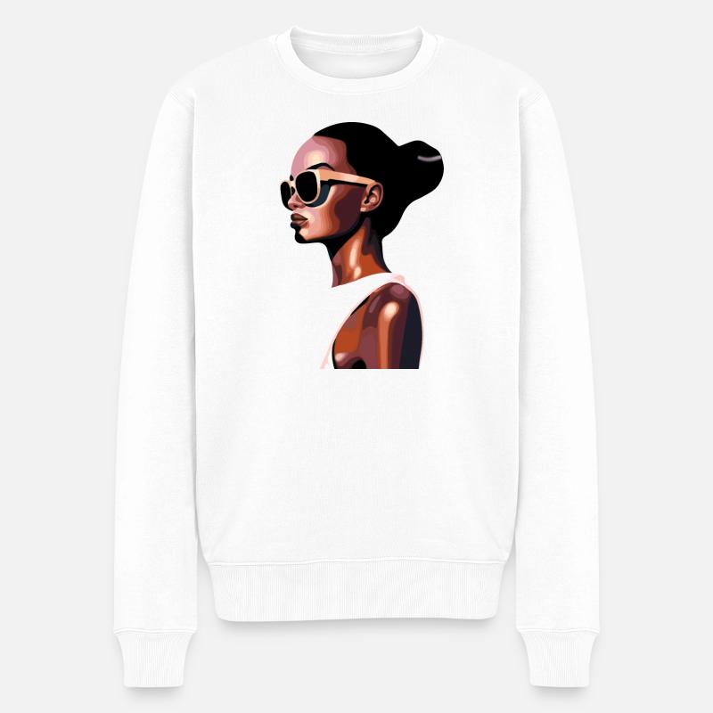 Portrait moderne élégant avec lunettes de soleil - Pull Premium bio Homme - blanc