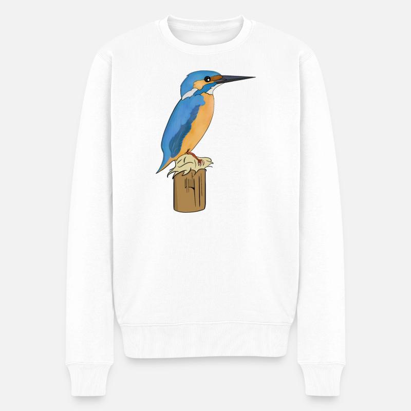 Eisvogel Vogel - Männer Premium Bio Pullover - Weiß