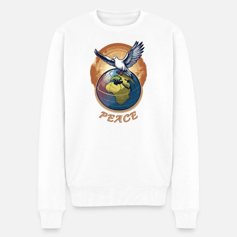 Weltfrieden auf der Erde - Männer Premium Bio Pullover - Weiß