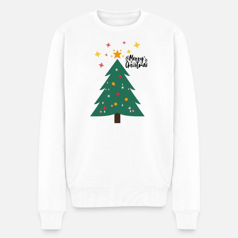 Weihnachtsbaum - Christbaum - Männer Premium Bio Pullover - Weiß