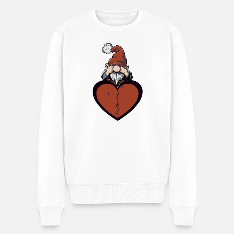 Waldbewohner Zwerg Herz Liebeskummer Liebe - Männer Premium Bio Pullover - Weiß