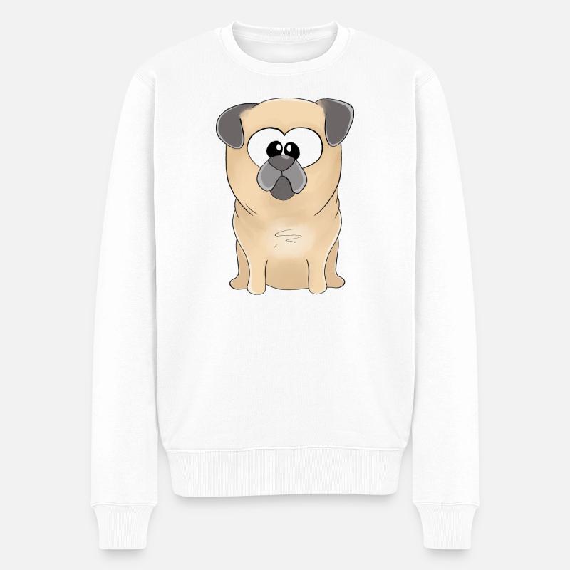 Mops Merlin - Männer Premium Bio Pullover - Weiß