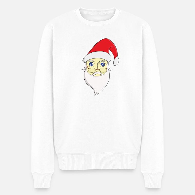 Frohe Weihnachten Weihnachtsmann - Männer Premium Bio Pullover - Weiß