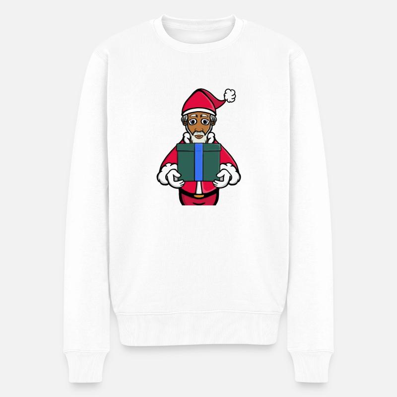 Ein Geschenk vom Weihnachtsmann - Männer Premium Bio Pullover - Weiß