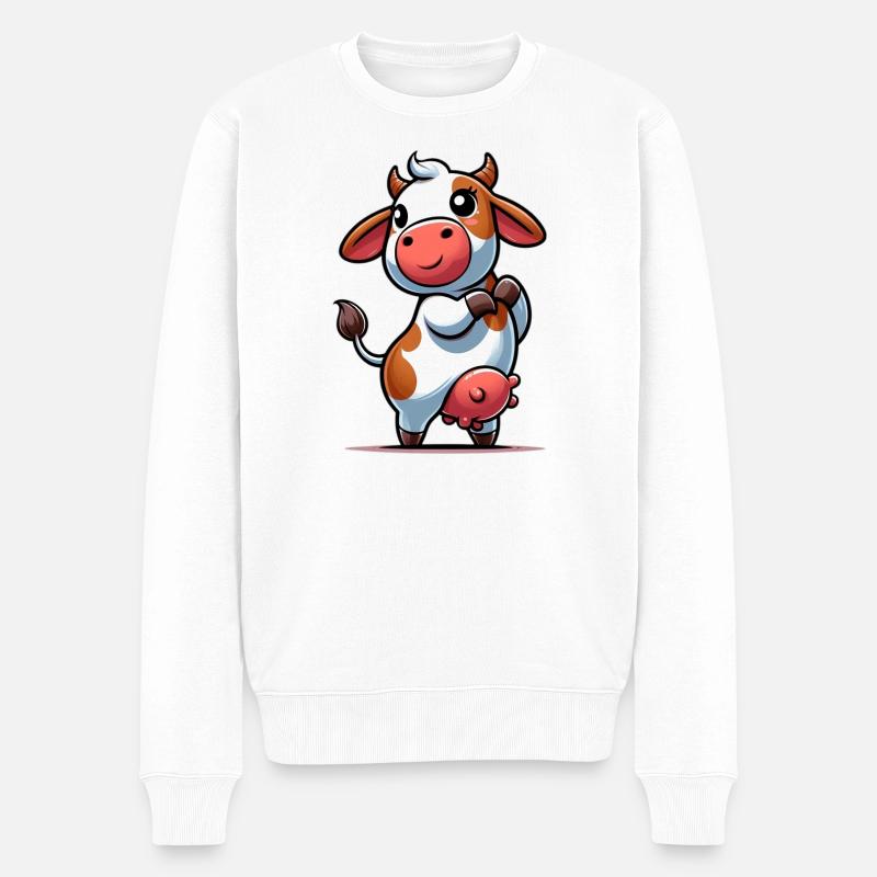 Kuh - Männer Premium Bio Pullover - Weiß