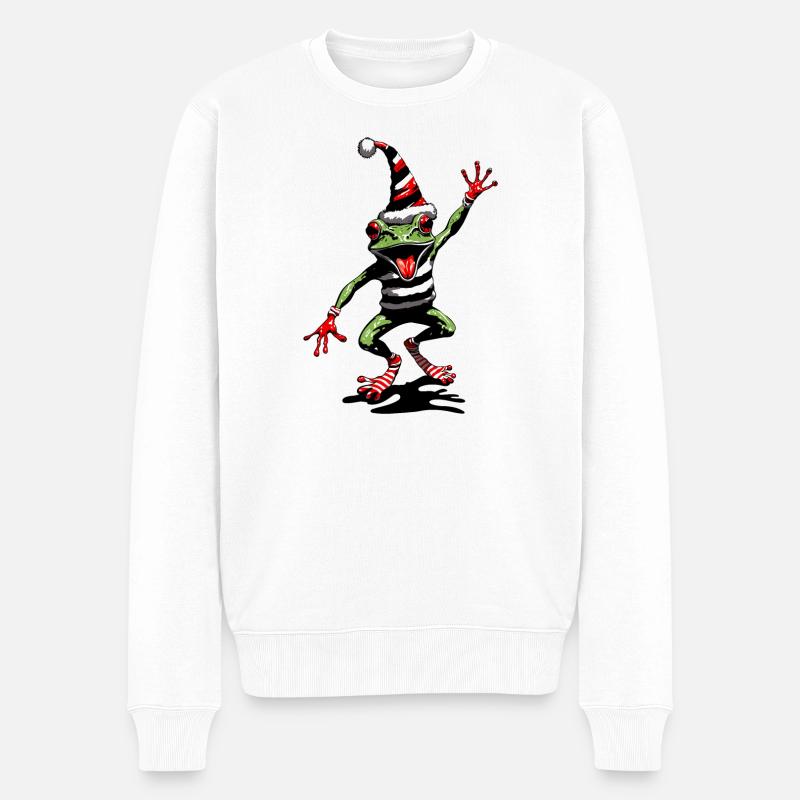 Grenouille dansante avec chapeau de Noël - Pull Premium bio Homme - blanc