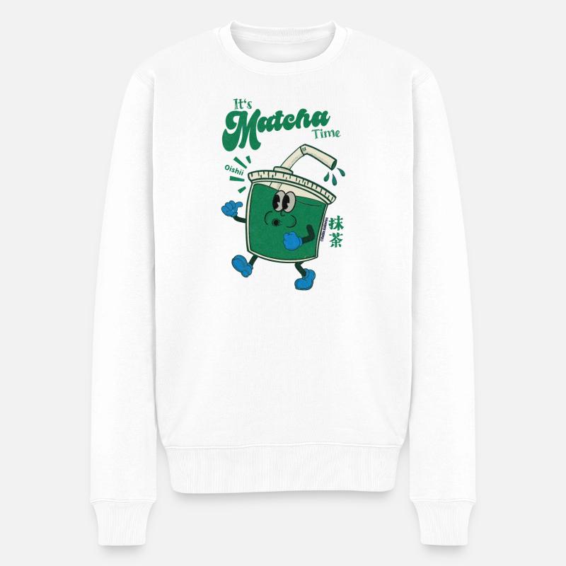 Its Matcha Time - Männer Premium Bio Pullover - Weiß
