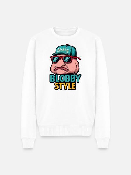 Blobby Style Cartoon Tee - Men's Premium Organic Jumper - white
