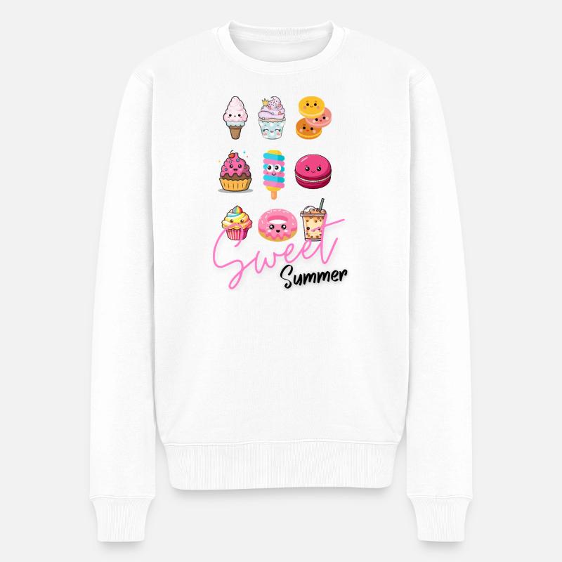 Süße Glücklichmacher – Niedliche Dessert-Illustrat - Männer Premium Bio Pullover - Weiß