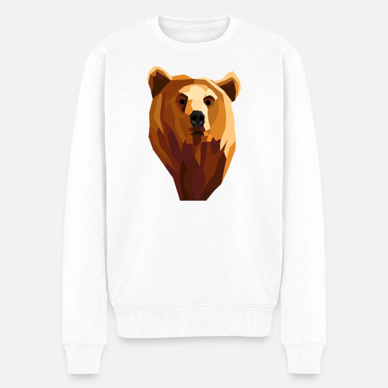 Ours géométrique low poly - Pull Premium bio Homme - blanc