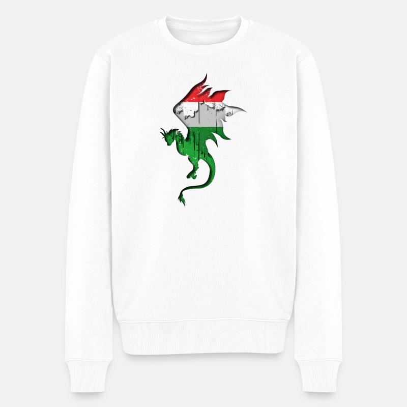 Flagge von Ungarn - Ungarn - Drachensilhouette - Männer Premium Bio Pullover - Weiß
