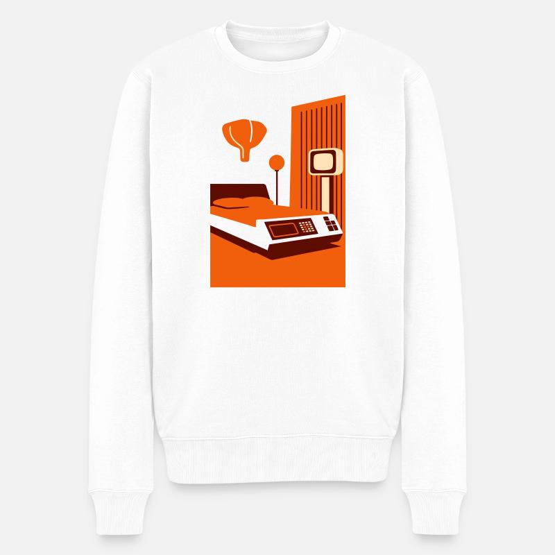 Spaceage Bedroom II - Männer Premium Bio Pullover - Weiß