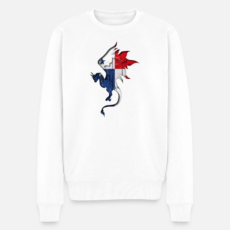 Panama Flagge - Drachen Silhouette - Männer Premium Bio Pullover - Weiß