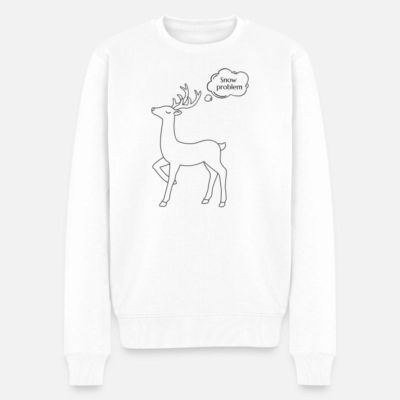 Eingesnappter Weihnachtshirsch - Männer Premium Bio Pullover - Weiß