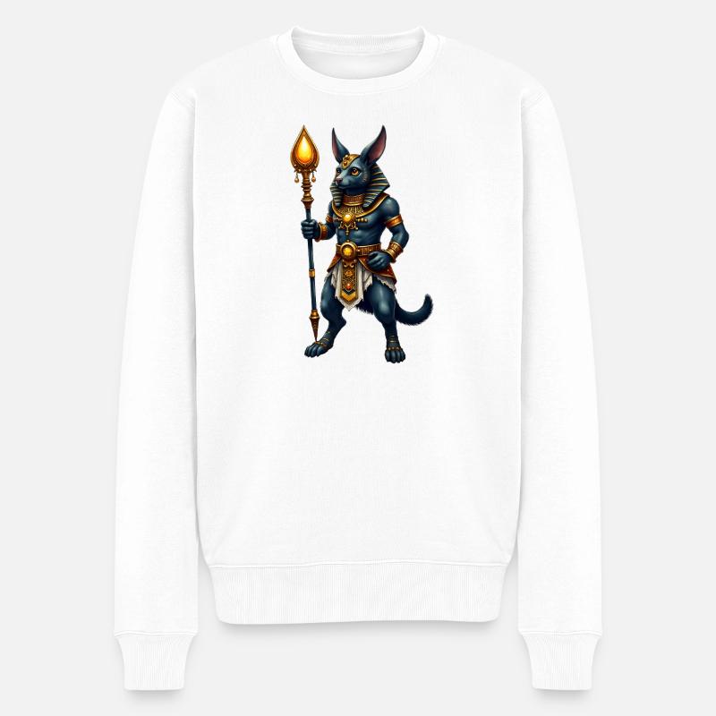 Dioscat Anubis aus Epic Fantasy - Männer Premium Bio Pullover - Weiß