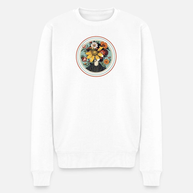 Blumenporträt mit Naturakzent - Männer Premium Bio Pullover - Weiß