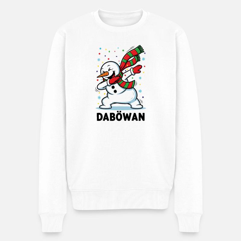 Dabbing Snowman - Männer Premium Bio Pullover - Weiß