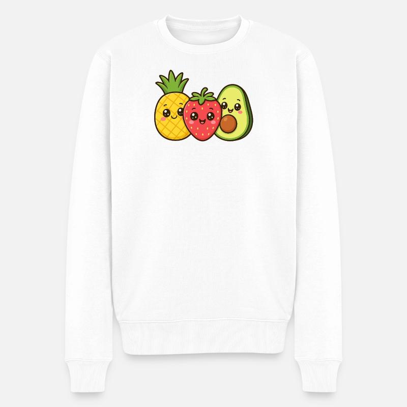 Kunterbuntes Obstfreunde Trio - Männer Premium Bio Pullover - Weiß