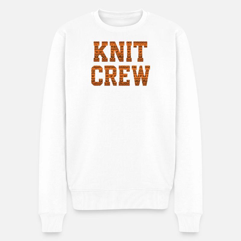 Knit Crew: Orangefarbener Stricktext - Männer Premium Bio Pullover - Weiß