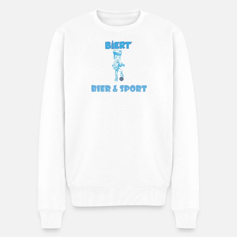 Bier & Sport Blau Cartoon - Männer Premium Bio Pullover - Weiß