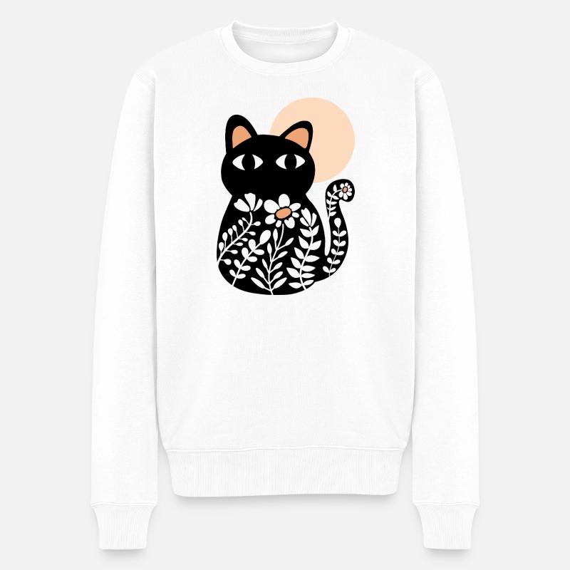 Cat in bloom - Männer Premium Bio Pullover - Weiß