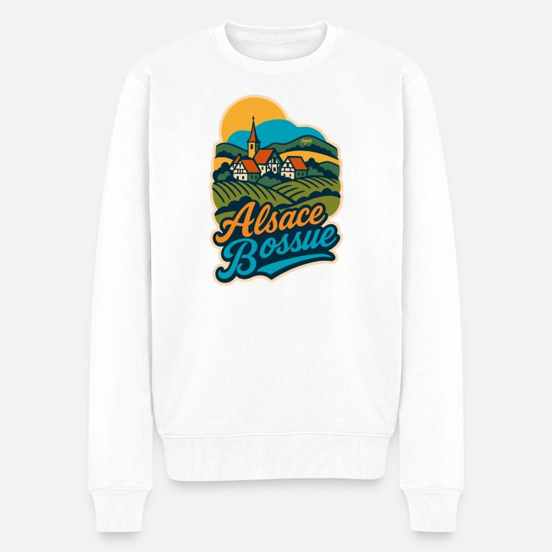 Alsace Bossue – Krumme Elsass - Männer Premium Bio Pullover - Weiß