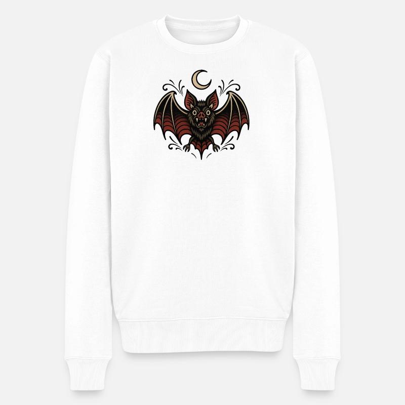 Mondfledermaus Nachtzauber - Männer Premium Bio Pullover - Weiß