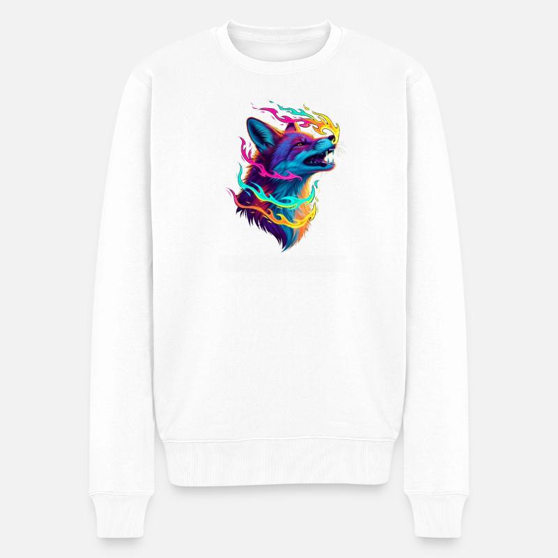 Neonwolf Flammenzauber - Männer Premium Bio Pullover - Weiß