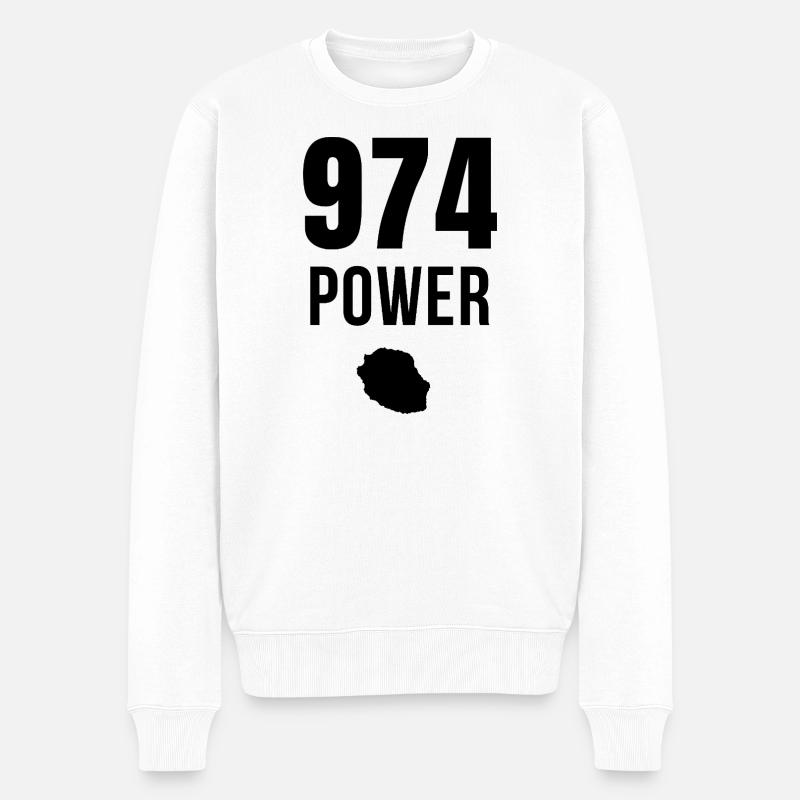 974 Power mit Inselkarte - Männer Premium Bio Pullover - Weiß