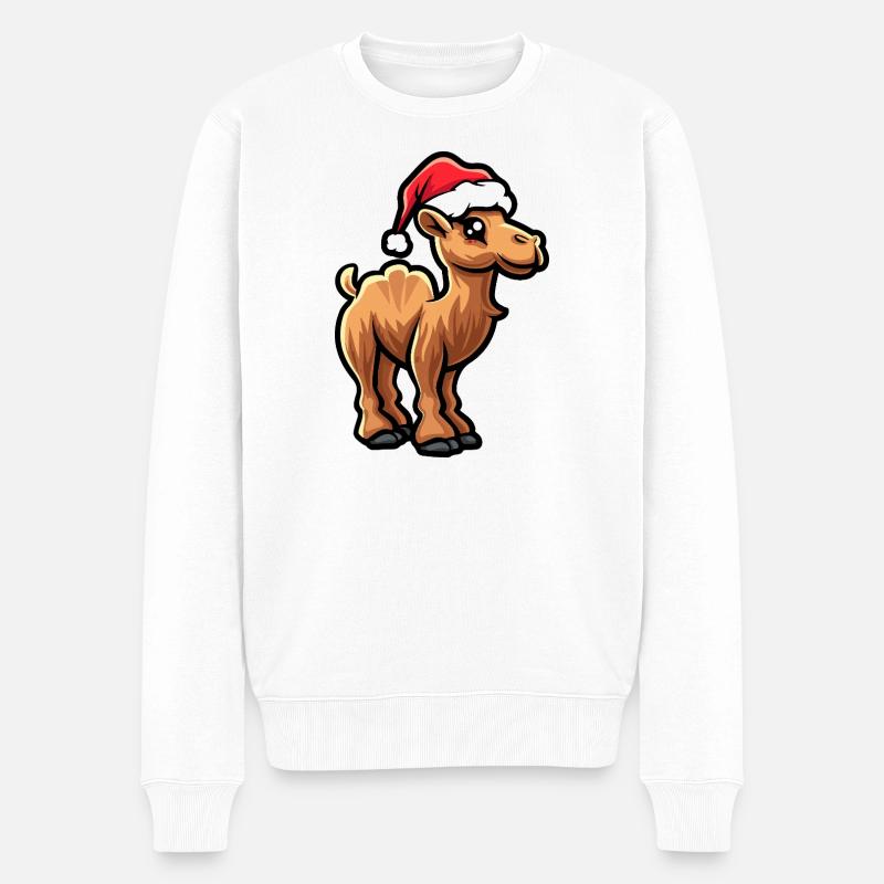 Kamel Weihnachten - Männer Premium Bio Pullover - Weiß