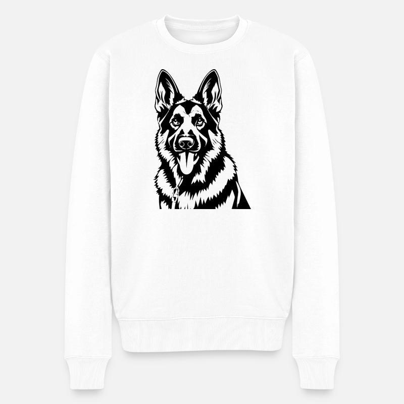 Schaeferhund_schwarz - Männer Premium Bio Pullover - Weiß