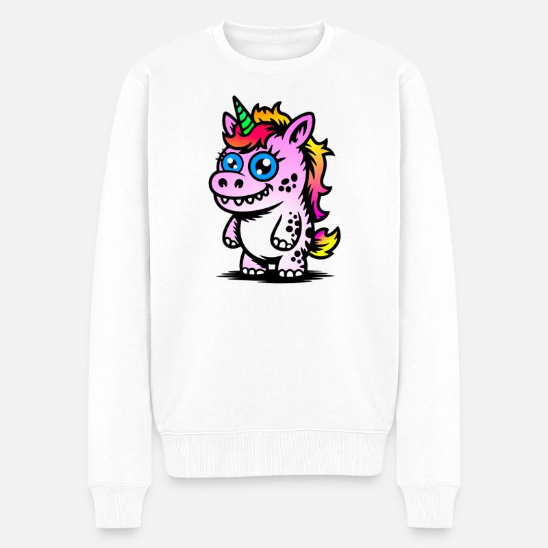 Leuchtendes Einhornmonster  - Männer Premium Bio Pullover - Weiß
