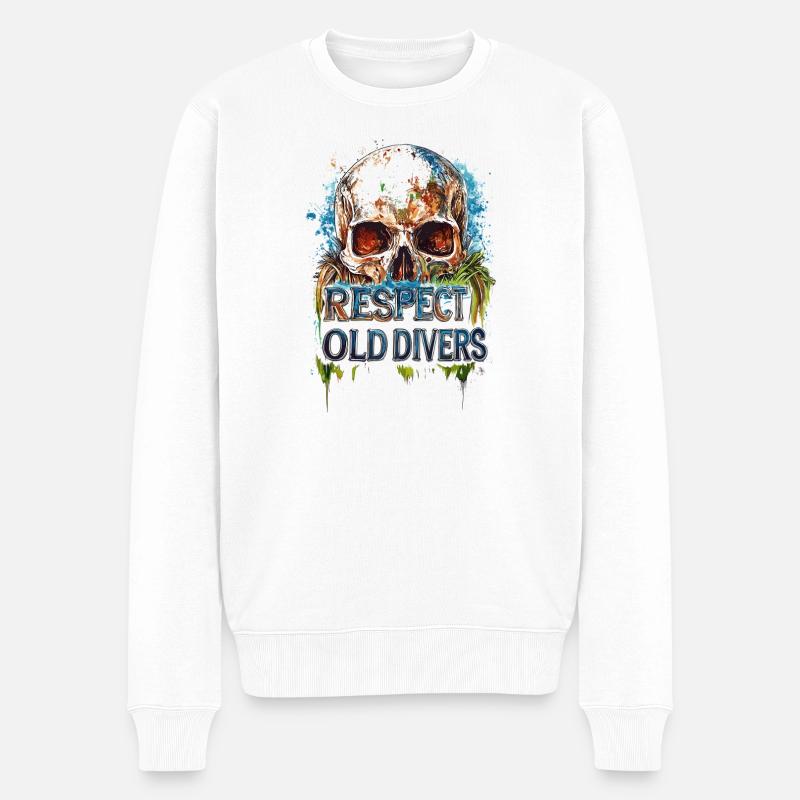 Diver Birthday Gift Giftidea Old - Männer Premium Bio Pullover - Weiß