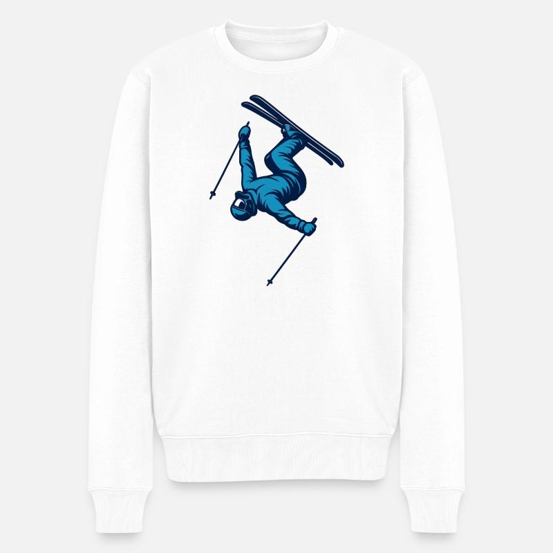 Skifahren | Skifahrer | Berg - Männer Premium Bio Pullover - Weiß