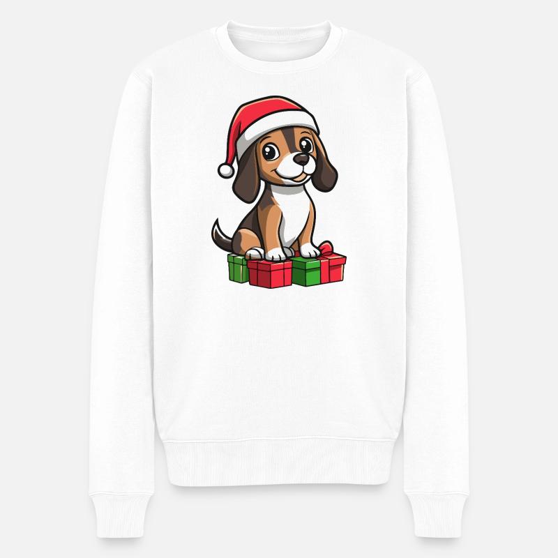 Beagle Hund Weihnachten Geschenke - Männer Premium Bio Pullover - Weiß