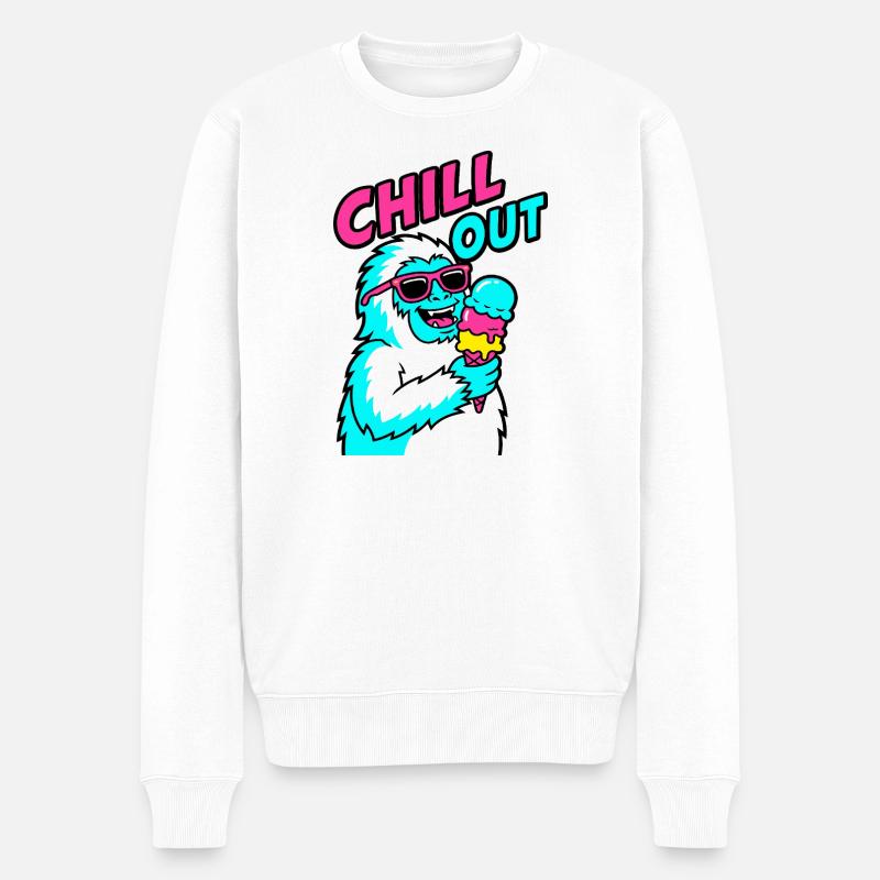 Chill Out Yeti - Männer Premium Bio Pullover - Weiß