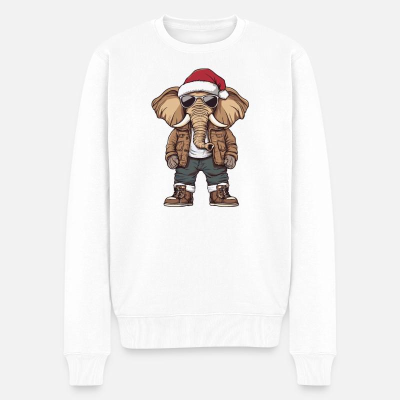Elefant Weihnachten Winter - Männer Premium Bio Pullover - Weiß
