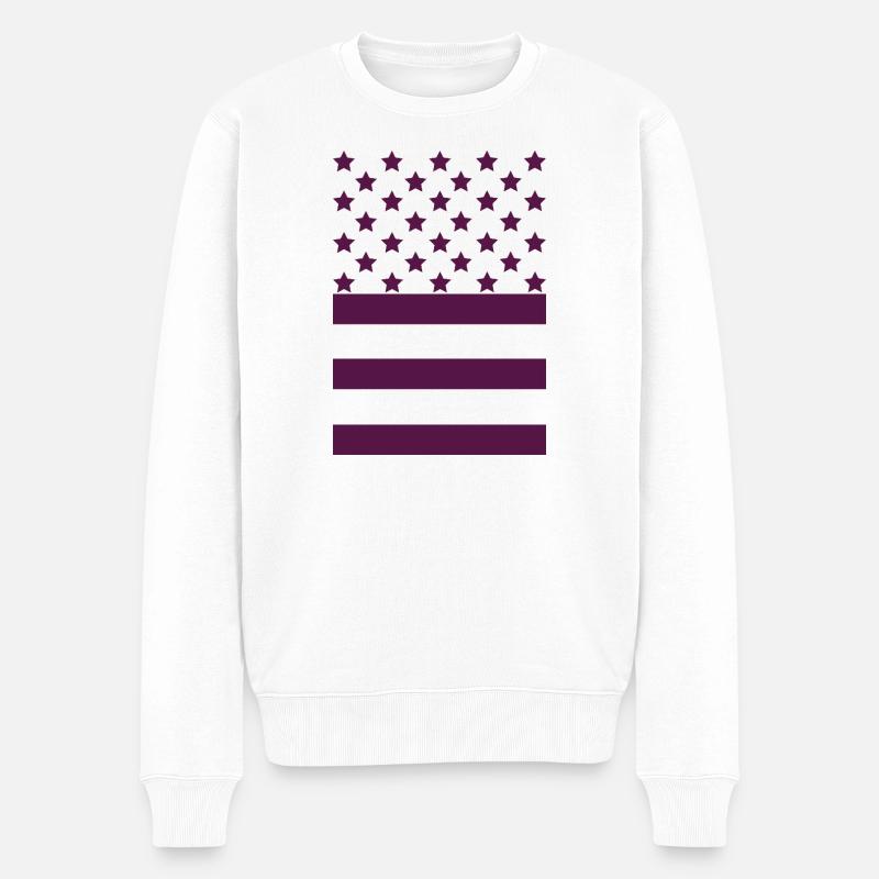 Dunkelviolette Flagge – Sterne-und-Streifen-Design - Männer Premium Bio Pullover - Weiß