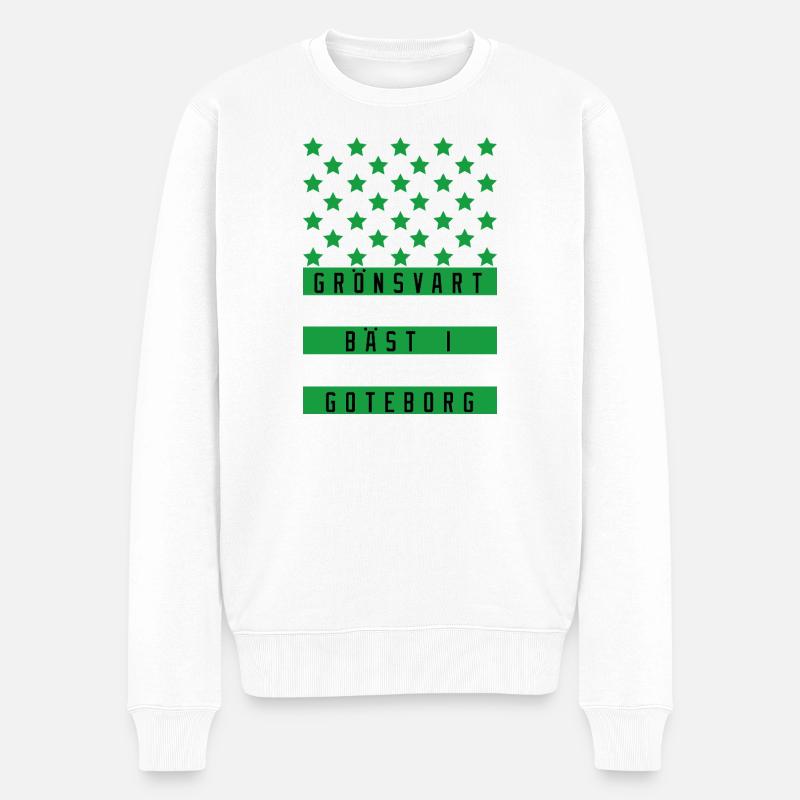 Göteborg ist Grün-Schwarz - Männer Premium Bio Pullover - Weiß