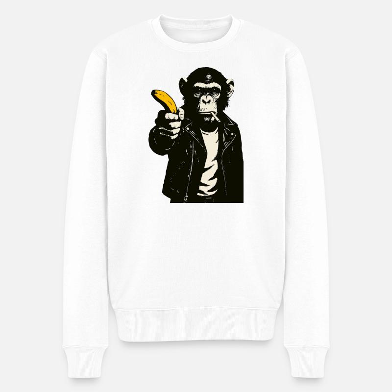 Bananen-Rebellenaffe - Männer Premium Bio Pullover - Weiß