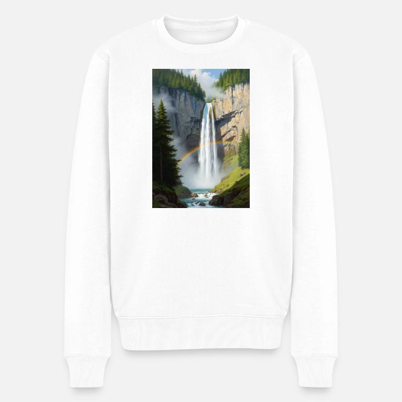 Die Krimmler Wasserfälle - Männer Premium Bio Pullover - Weiß