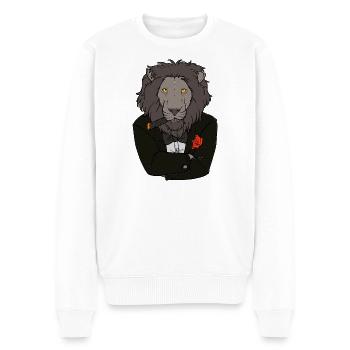 Lion en smoking avec rose / Design drôle - Pull Premium bio Homme - blanc - Devant - Thijin (182cm)