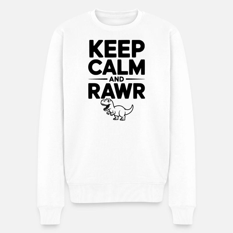 Bleib ruhig und rau - Männer Premium Bio Pullover - Weiß