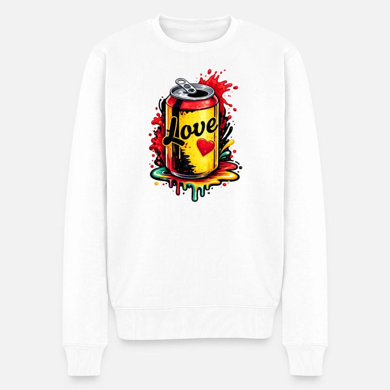 Bunte Dose mit Liebe Illustration  - Männer Premium Bio Pullover - Weiß