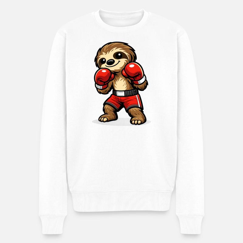 Boxe contre paresseux et boxe - Pull Premium bio Homme - blanc