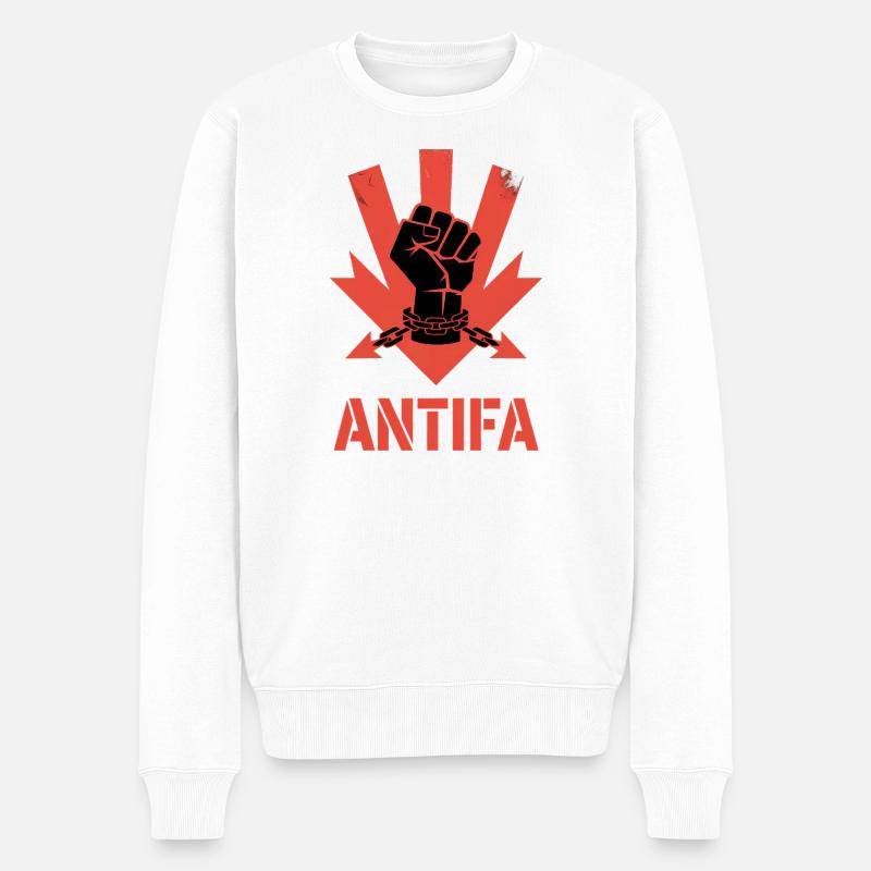 Antifa – Antifaschistisches Merch - Männer Premium Bio Pullover - Weiß