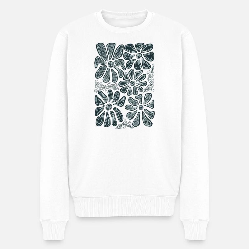 Doodle Daisy Bloom Blumen-Skizze - Männer Premium Bio Pullover - Weiß